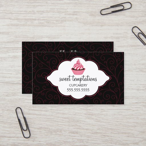Customizable Elegant Bakery Cupcake Business Cards