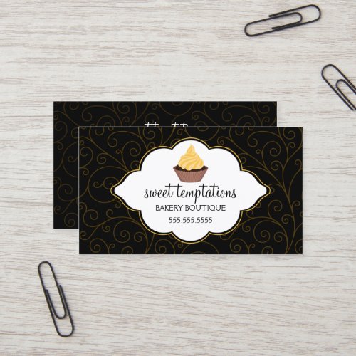 Elegant Bakery Cupcake Business Cards