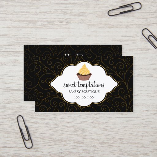 Customizable Elegant Bakery Cupcake Business Cards