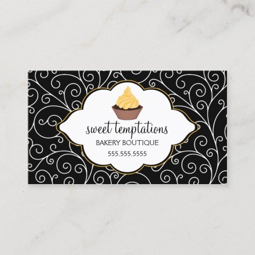 Elegant Bakery Cupcake Business Cards