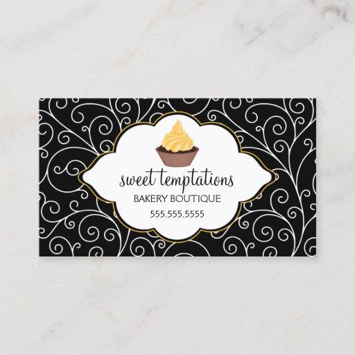 Customizable Elegant Bakery Cupcake Business Cards