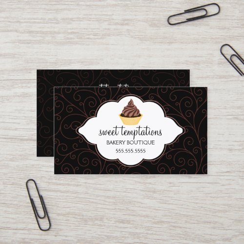 Elegant Bakery Cupcake Business Cards