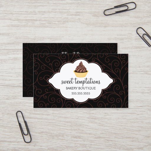 Customizable Elegant Bakery Cupcake Business Cards