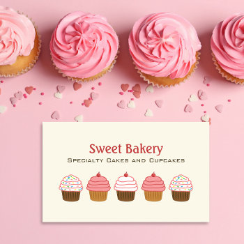 Elegant Bakery Cupcake Cream Background Business Card by whimsydesigns at Zazzle