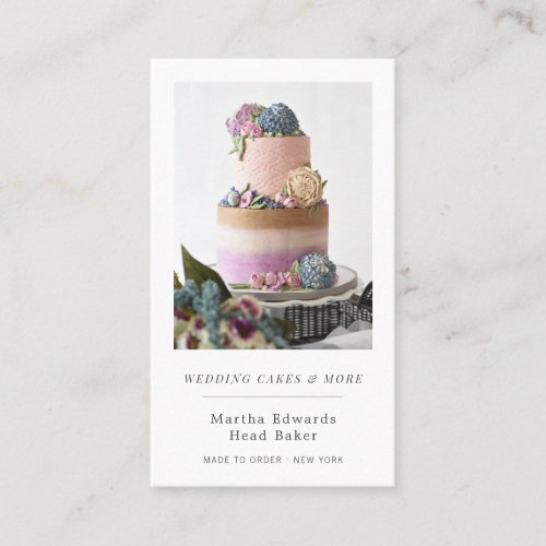 Elegant bakery rustic wedding cake photography business card