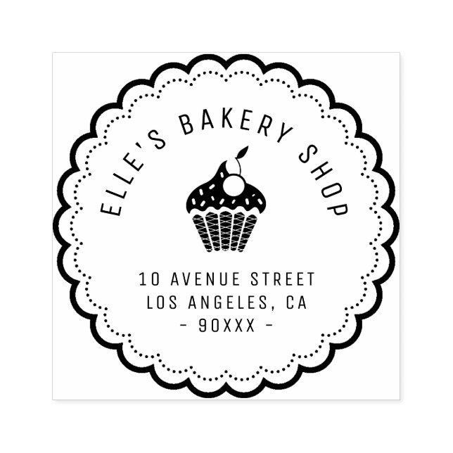 Elegant bakery shop business address rubber stamp (Imprint)