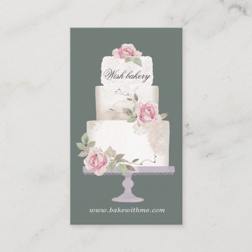 Elegant Bakery Three Tier Cake Vertical Business Card