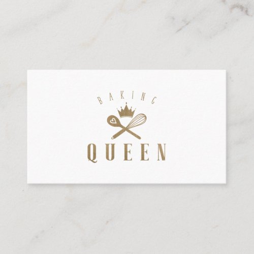 Elegant Baking Queen Whisk  Spoon Crown White Business Card