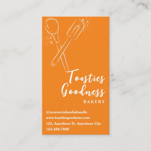 Elegant Baking Utensils Caterer Orange Bakery  Business Card