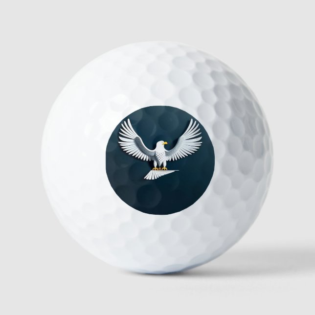 Elegant Bald Eagle Emblem Golf Balls (Front)