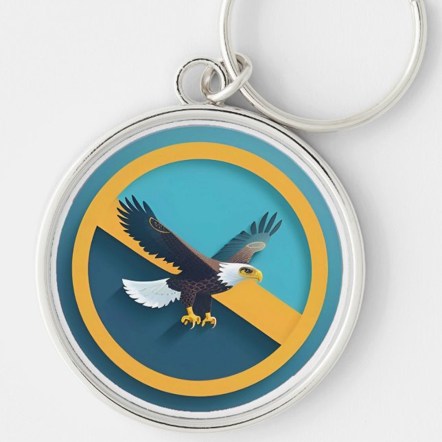 Elegant Bald Eagle Emblem Keychain (Front)