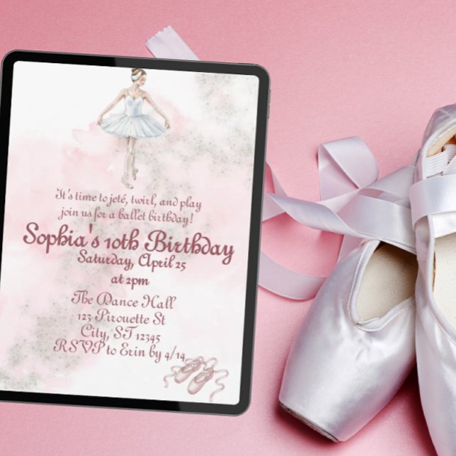 Elegant Ballerina and stardust birthday party Invitation (Creator Uploaded)