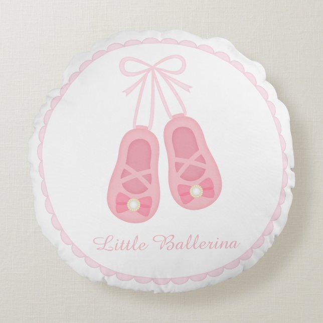 Elegant Ballerina Ballet Shoes Girls Room Decor Round Pillow (Front)