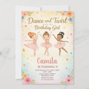 Elegant Ballerina Birthday Invitation