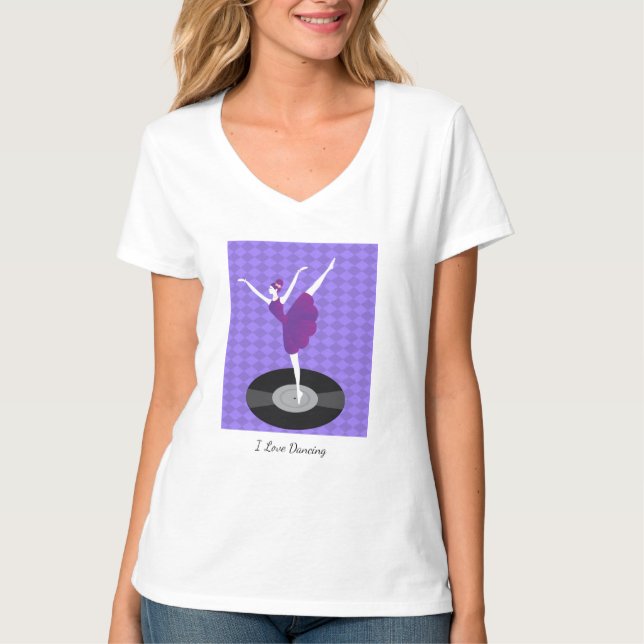 Elegant Ballerina Dance T-Shirt – I Love Dancing  (Front)