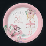 Elegant Ballerina Florals Girl 8th Birthday Party Paper Plates<br><div class="desc">Whimsical style for your daughter’s eight birthday party,  with this beautiful ballet dancer and pretty pink flowers. Easily personalise the minimalist style typography to your own details. You can also change text colors and style if you wish via the Click to Customize Further option.</div>