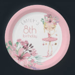 Elegant Ballerina Florals Girl 8th Birthday Party Paper Plates<br><div class="desc">Whimsical style for your daughter’s eight birthday party,  with this beautiful ballet dancer and pretty pink flowers. Easily personalise the minimalist style typography to your own details. You can also change text colors and style if you wish via the Click to Customize Further option.</div>