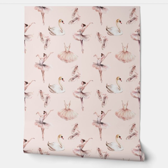 Elegant Ballerina Pink Ballet Shoes Wallpaper (Unrolling)