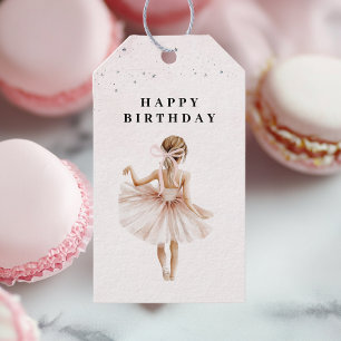 Elegant Ballerina Pink Birthday Gift Tags
