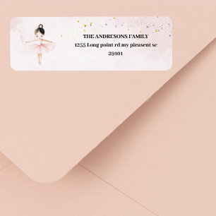 Elegant Ballerina Pink Birthday Label