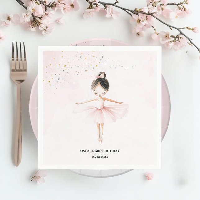 Elegant Ballerina Pink Birthday Napkins (Creator Uploaded)