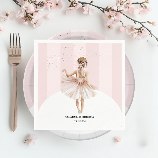 Elegant Ballerina Pink Birthday Napkins (Creator Uploaded)