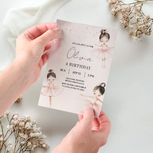 Elegant Ballerina Pink Birthday Vellum Invitations