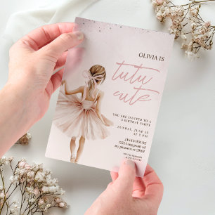 Elegant Ballerina Pink Birthday Vellum Invitations