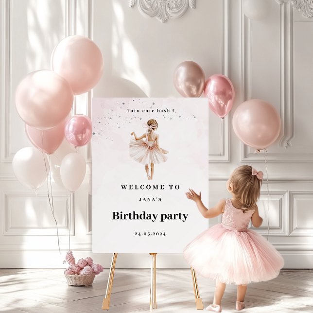 Elegant Ballerina Pink Birthday Welcome  Foam Board (Creator Uploaded)