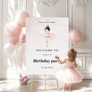 Elegant Ballerina Pink Birthday Welcome Sign