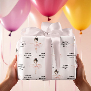 Elegant Ballerina Pink Birthday Wrapping Paper