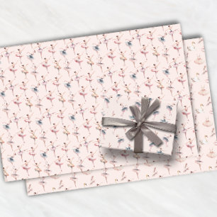 Elegant Ballerina Pink Watercolor Patttern Ballet Wrapping Paper Sheets