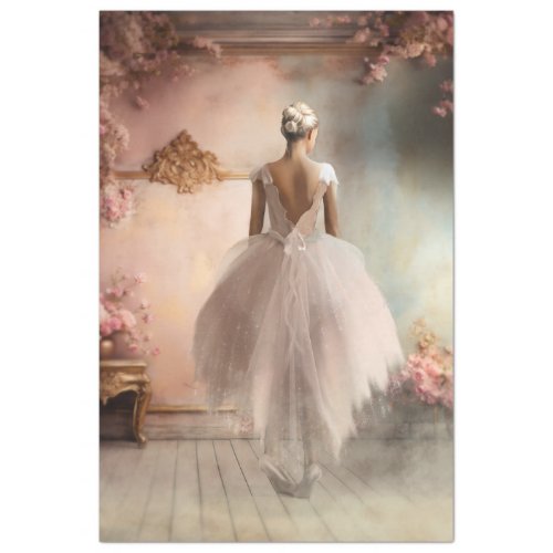 Elegant Ballerina Portrait  Floral Shabby Chic  Tissue Paper