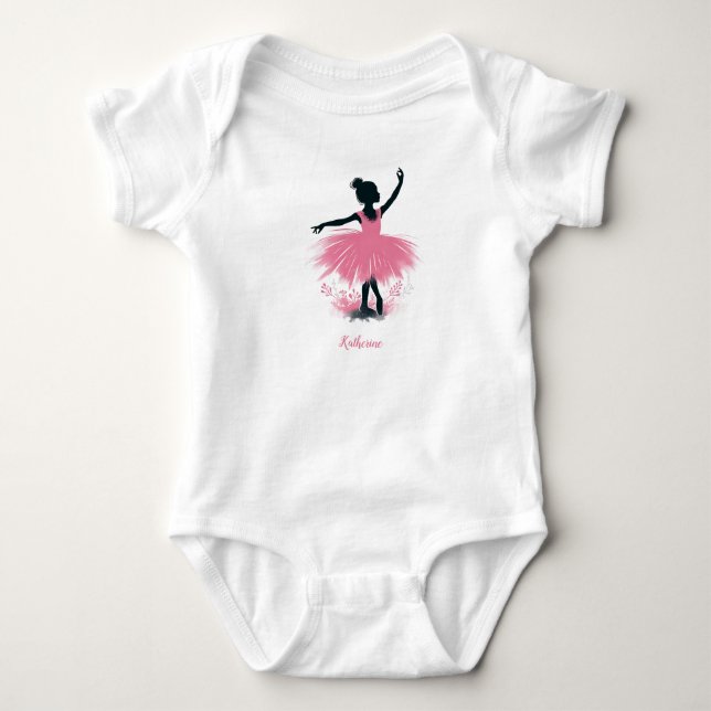 Elegant Ballerina Silhouette Ballet Baby Bodysuit (Front)