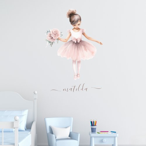 Elegant Ballerina Watercolor Name Cute Wall Decal