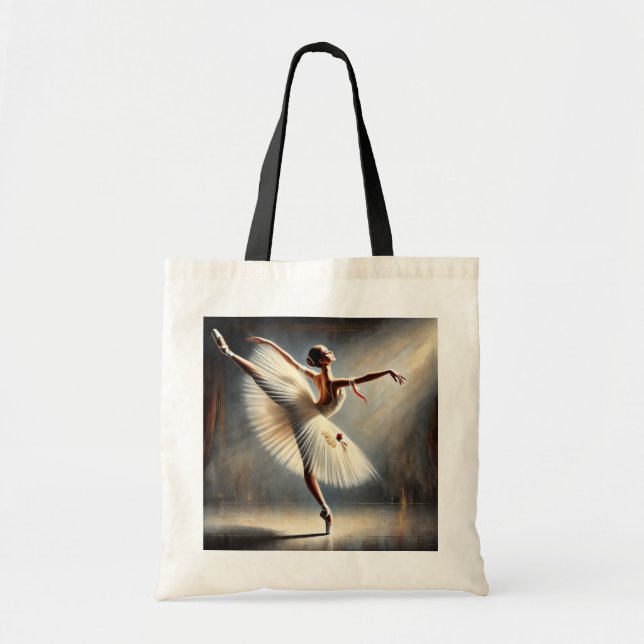 Elegant Ballet Dancer Arabesque Pose Tote Bag (Front)