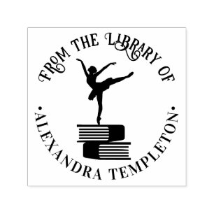 Elegant Ballet Dancer on Pointe Library Book Name Self-inking Stamp