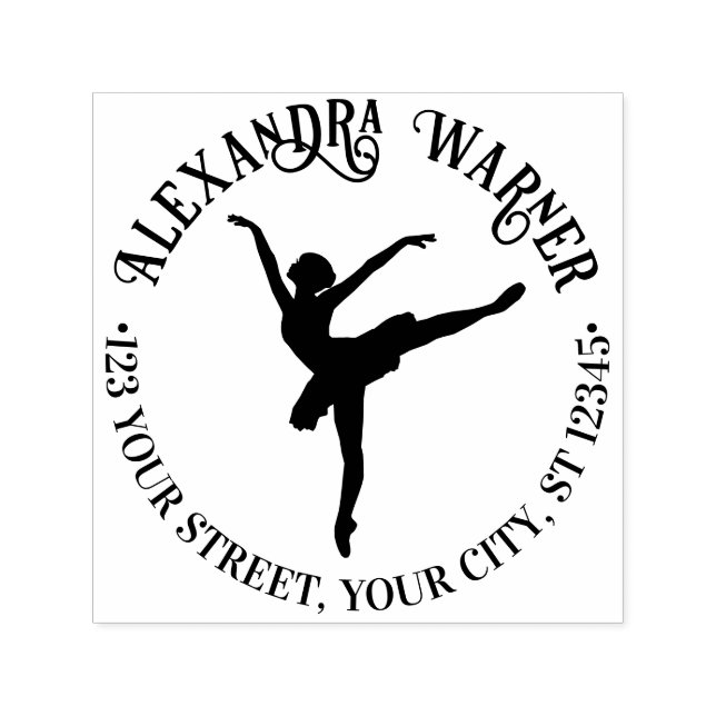 Elegant Ballet Dancer on Pointe Name Address Self-inking Stamp (Design)