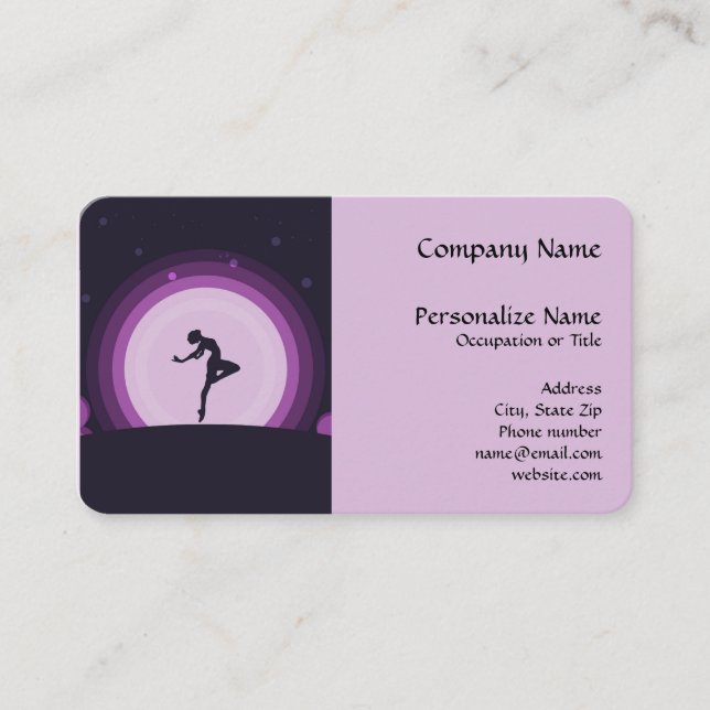 Elegant Ballet Dancer Silhouette Surreal Moon Business Card (Front)