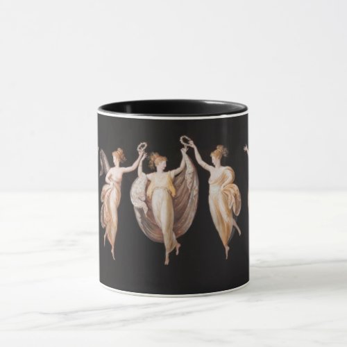 Elegant Ballet Dancers Holding Crowns 18th Century Mug