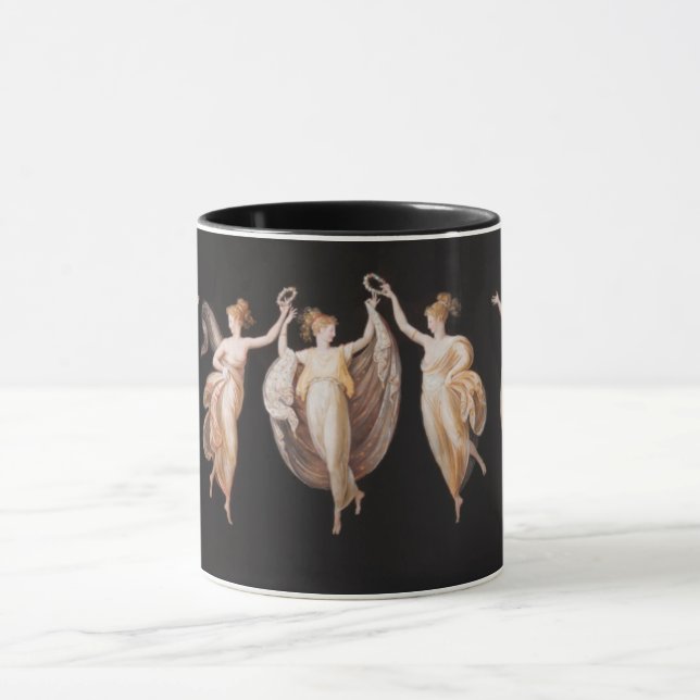 Elegant Ballet Dancers Holding Crowns 18th Century Mug (Center)