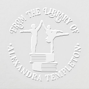 Elegant Ballet Dancers on Pointe Library Book Name Embosser