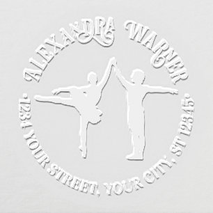 Elegant Ballet Dancers on Pointe Name Address Embosser