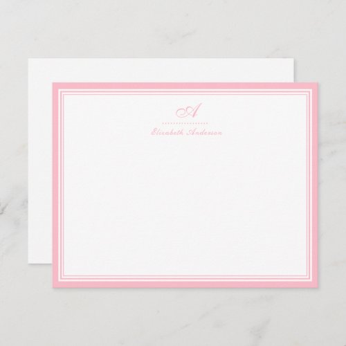 Elegant Ballet Pink Monogram Correspondence Note Card