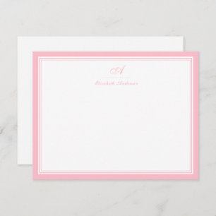 Elegant Ballet Pink Monogram Correspondence Note Card