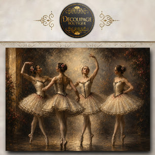 Elegant Ballet Quartet Ballerinas Decoupage Tissue Paper