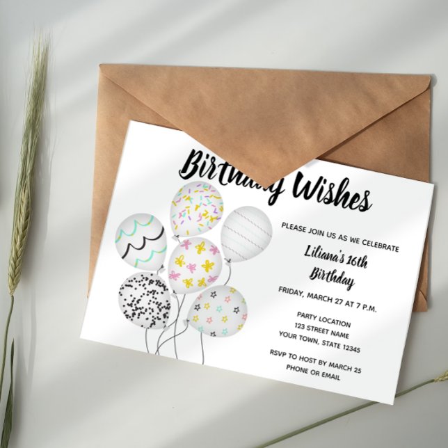 Elegant Balloon Birthday Invitation (Creator Uploaded)