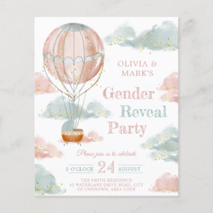 Elegant balloon cloud gender reveal invitation