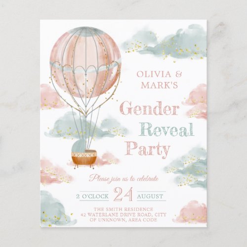 Elegant balloon cloud gender reveal invitation