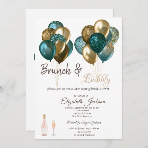 Elegant Balloons Brunch  Bubbly Bridal Shower  Invitation